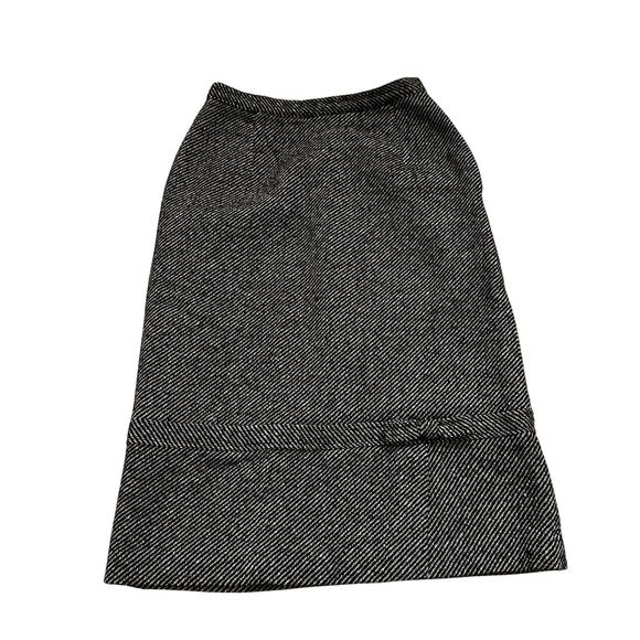 Vintage Diagonal Striped Black White Wool A- Line Skirt 26" Waist - Picture 1 of 4